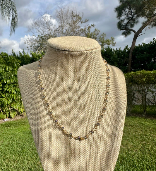 Metallic Purple Crystal & Brass Chocker