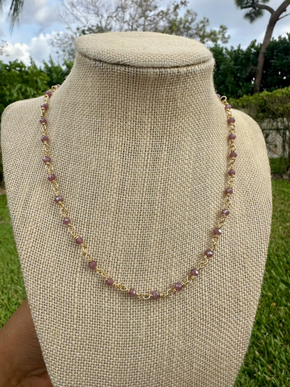 Dark Purple Crystal & Brass Chocker