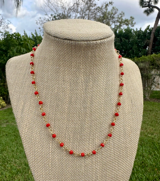 Red Crystal & Brass Chocker
