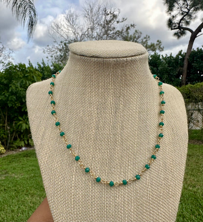 Dark Green Crystal & Brass Chocker