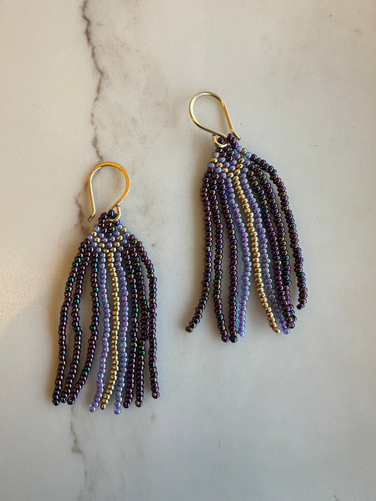 Brass+ metallic purple earrings