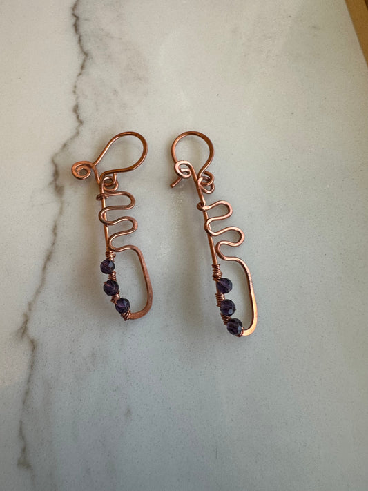 Copper wave earrings