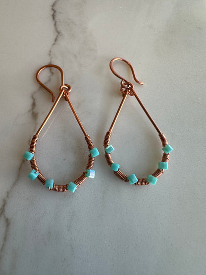copper teardrop earrings