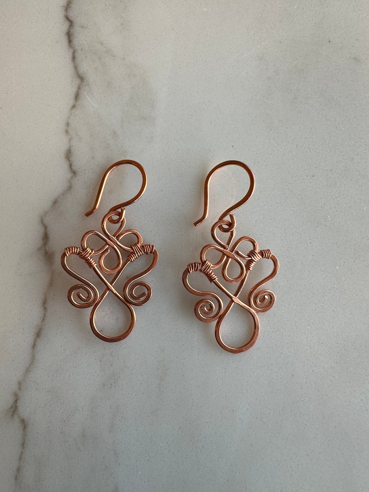Copper butterfly swirl earrings