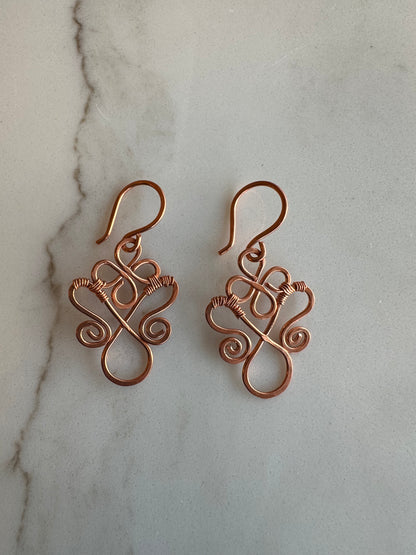 Copper butterfly swirl earrings