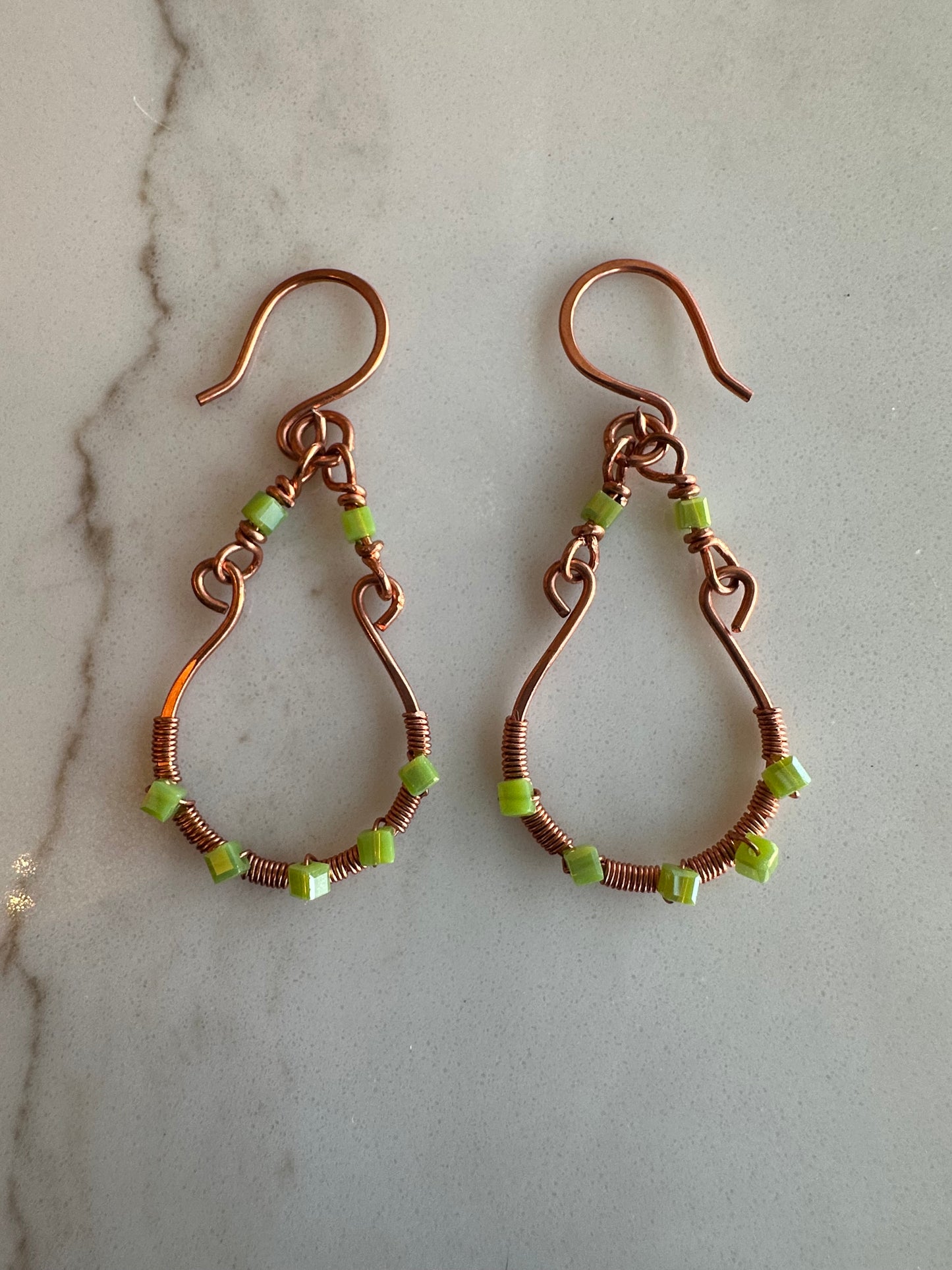 copper half loop earrings