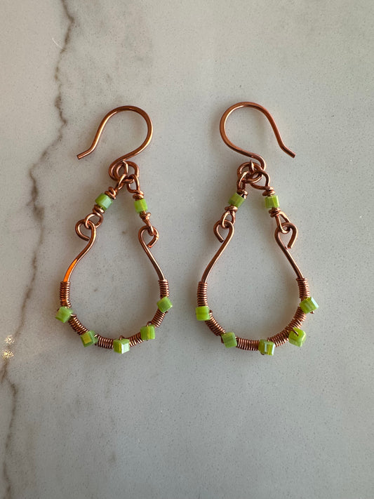 copper half loop earrings