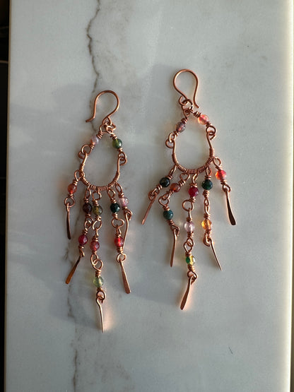 Copper Chandelier/ Fringe Dangles Earrings