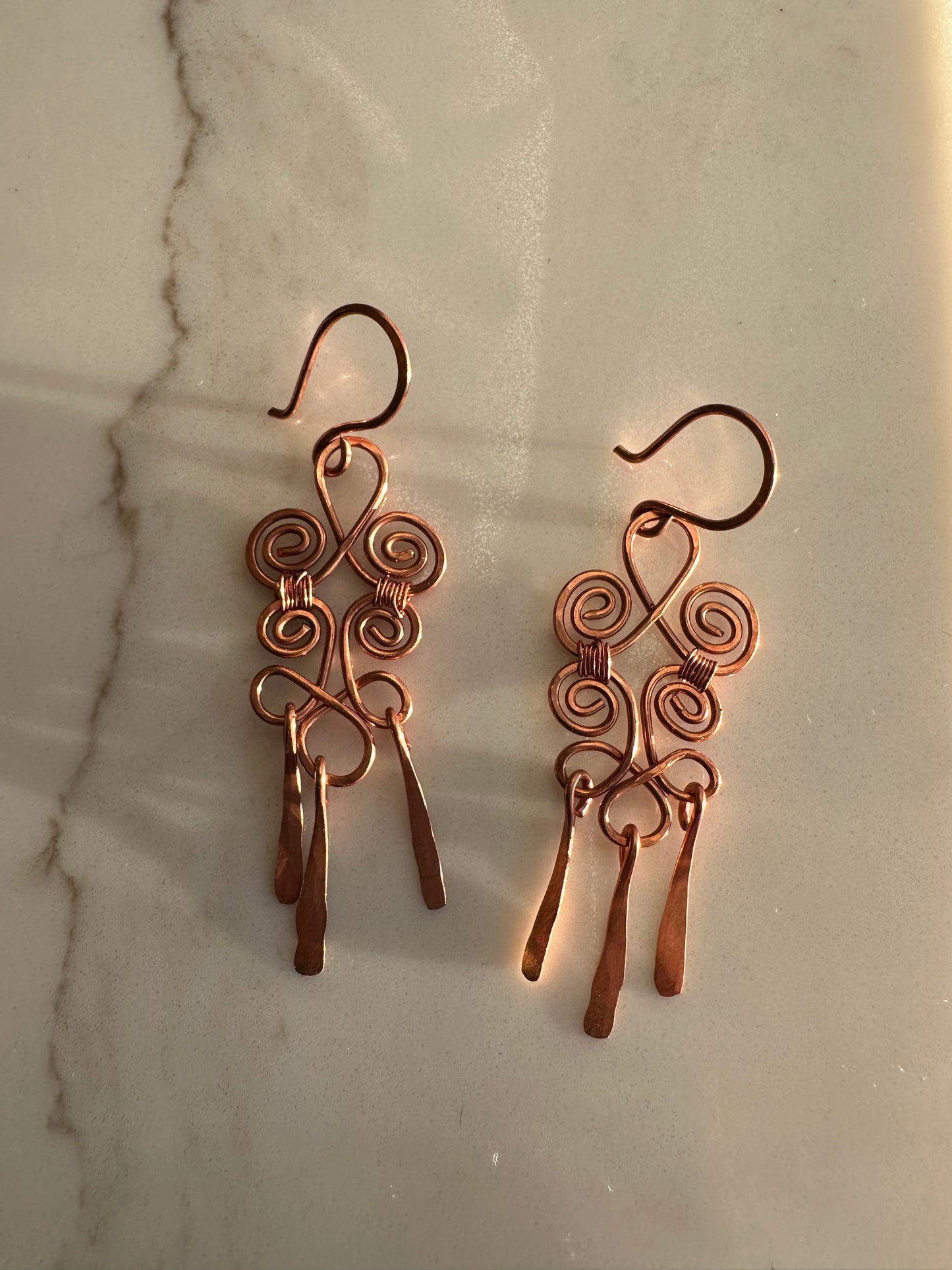 Copper Swirls fringes harmony earrings