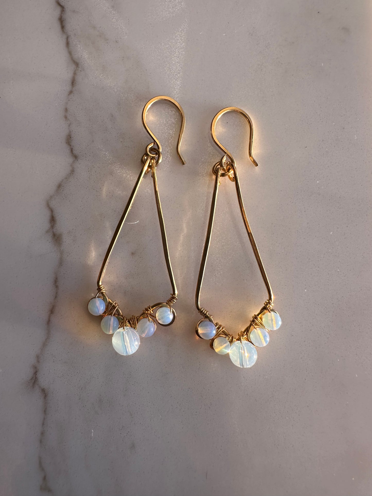 Brass Moonstone drops earrings