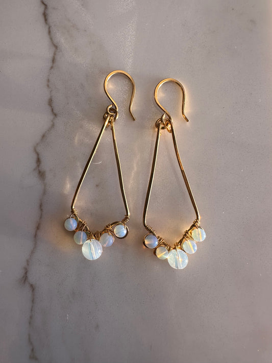 Brass Moonstone drops earrings