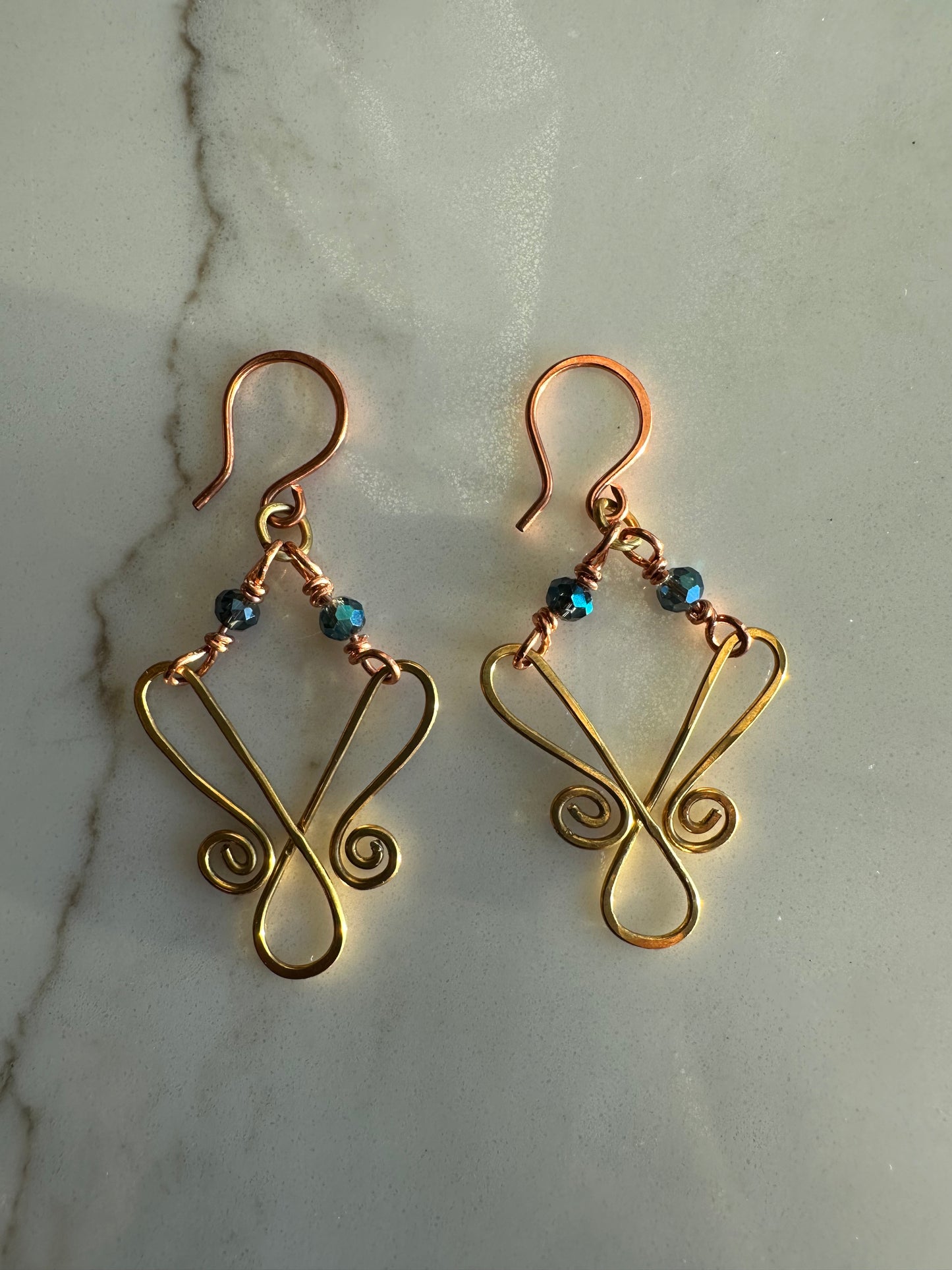 Copper+ Brass Twilight Butterfly earrings