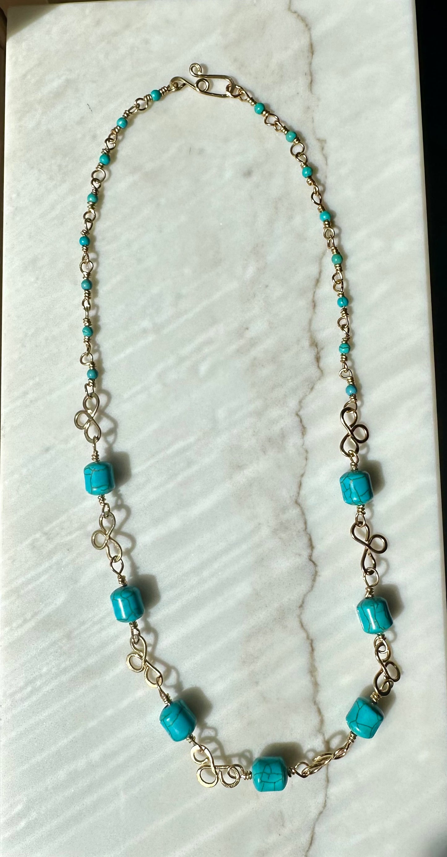 Turquoise Elegance Brass Necklace