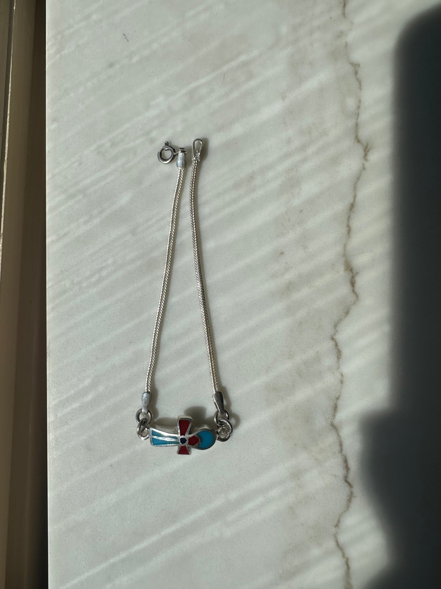 Ankh bracelet turquoise and red small