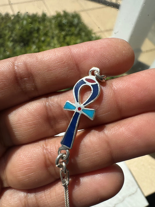 Ankh bracelet dark blue medium