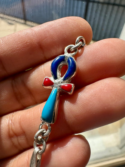 Ankh bracelet blue top and turquoise bottom