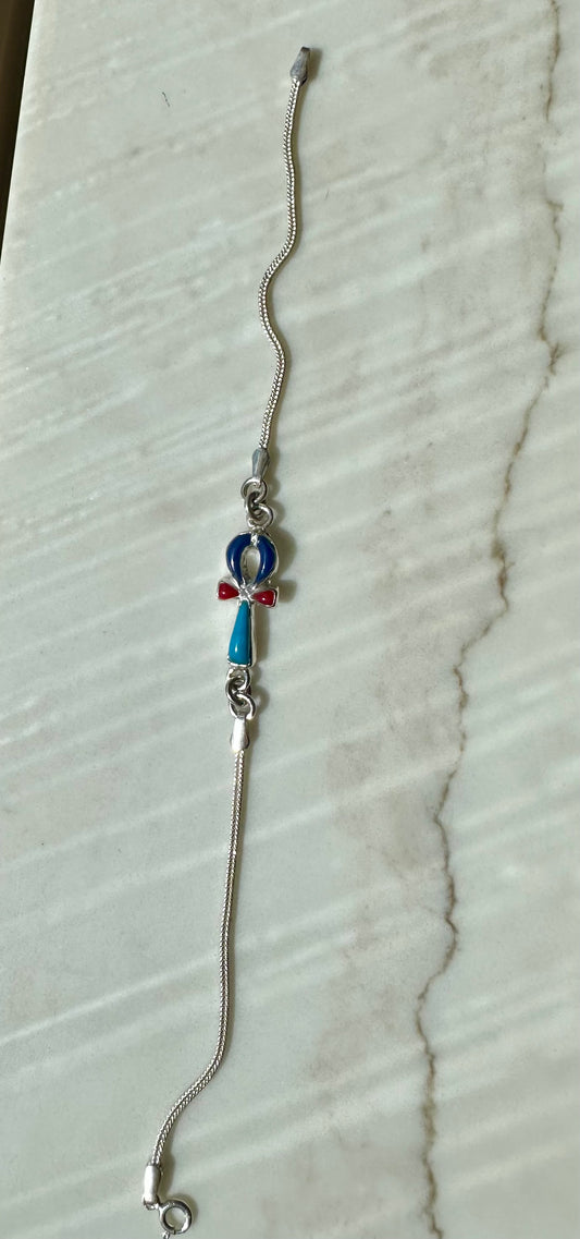 Ankh bracelet blue top and turquoise bottom