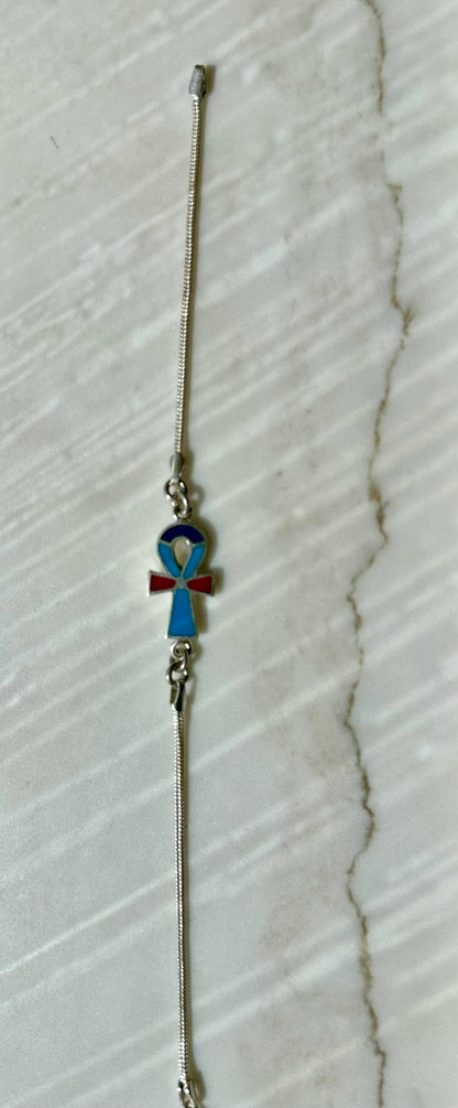 Ankh bracelet light blue small