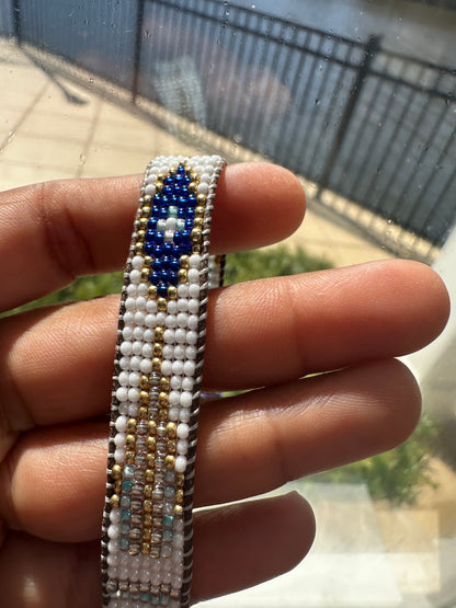 Beaded Woven White Bracelet