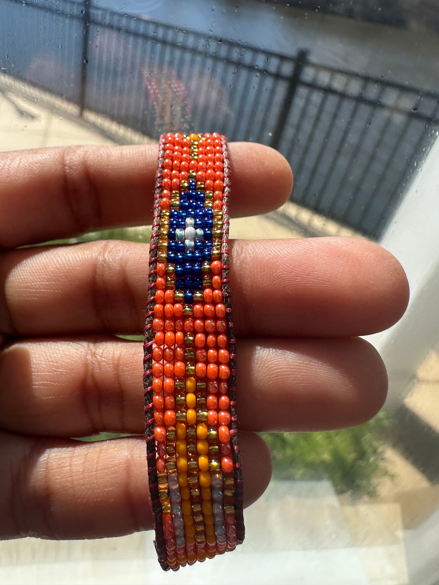 Beaded Woven Orange Bracelet