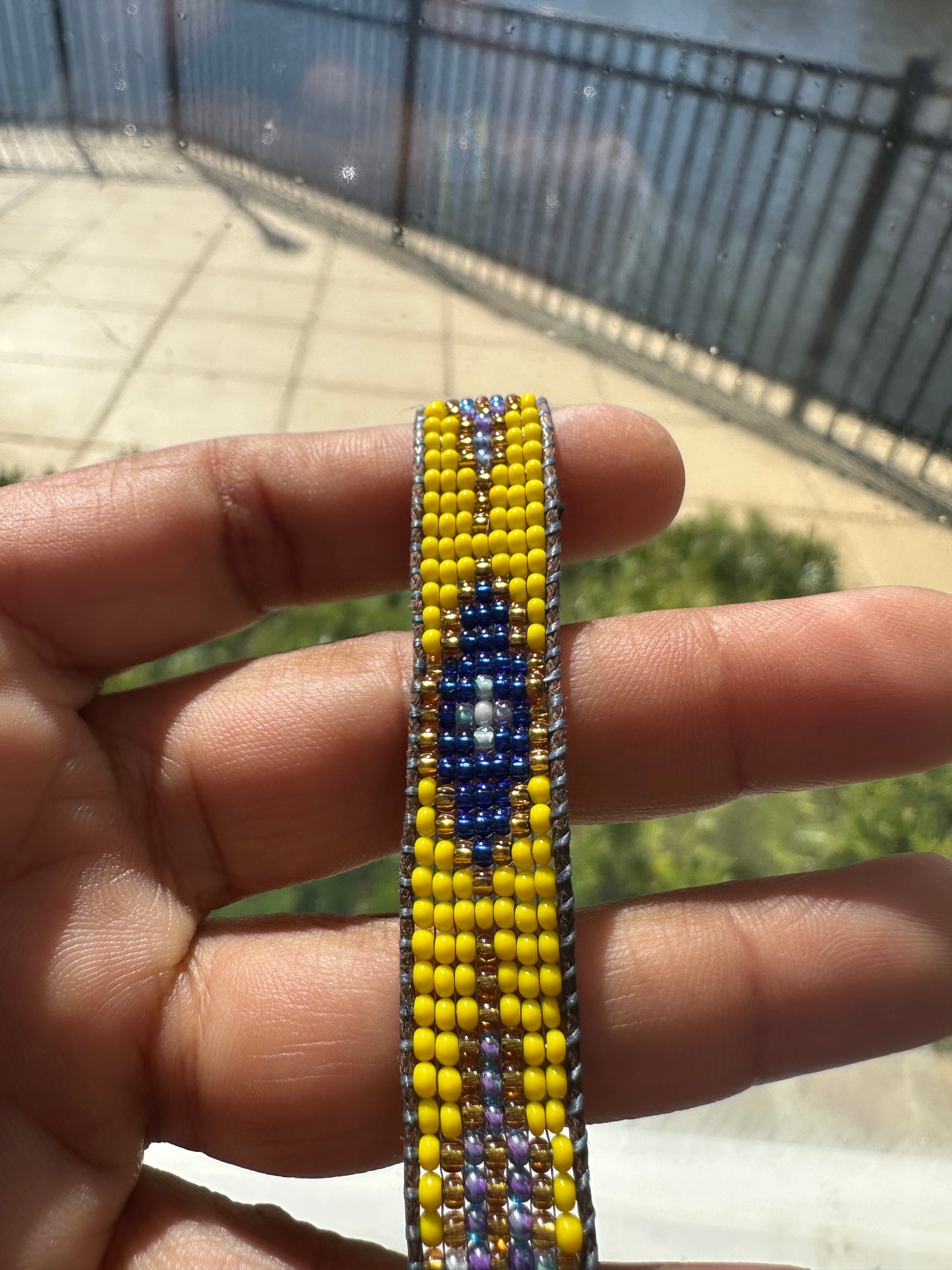 Beaded Woven  Yellow Bracelet