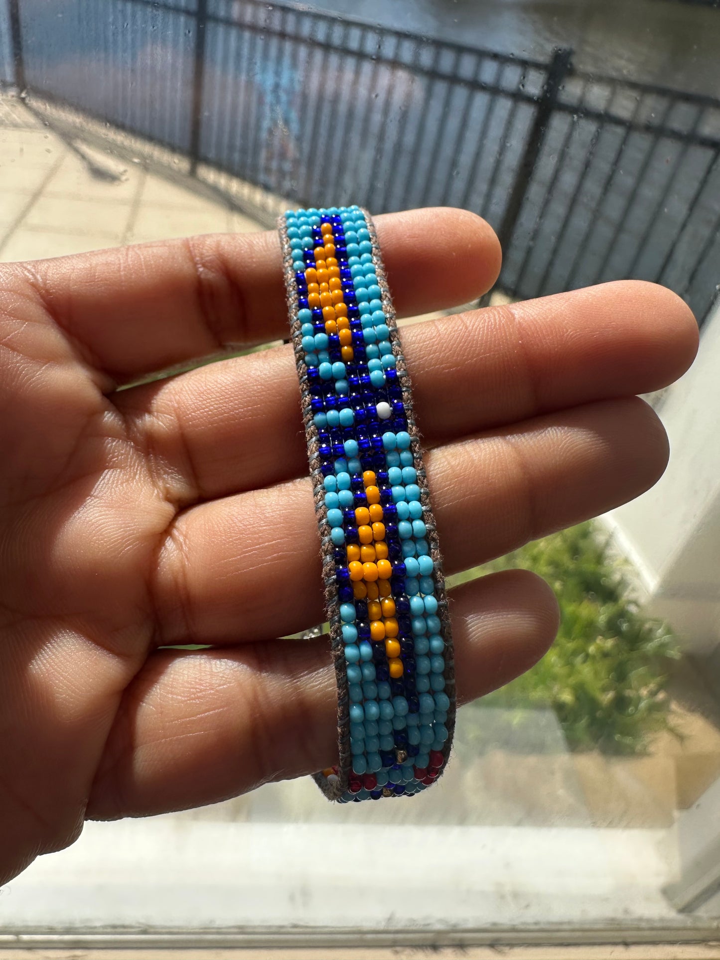 Beaded Woven Blue Eagle Bracelet