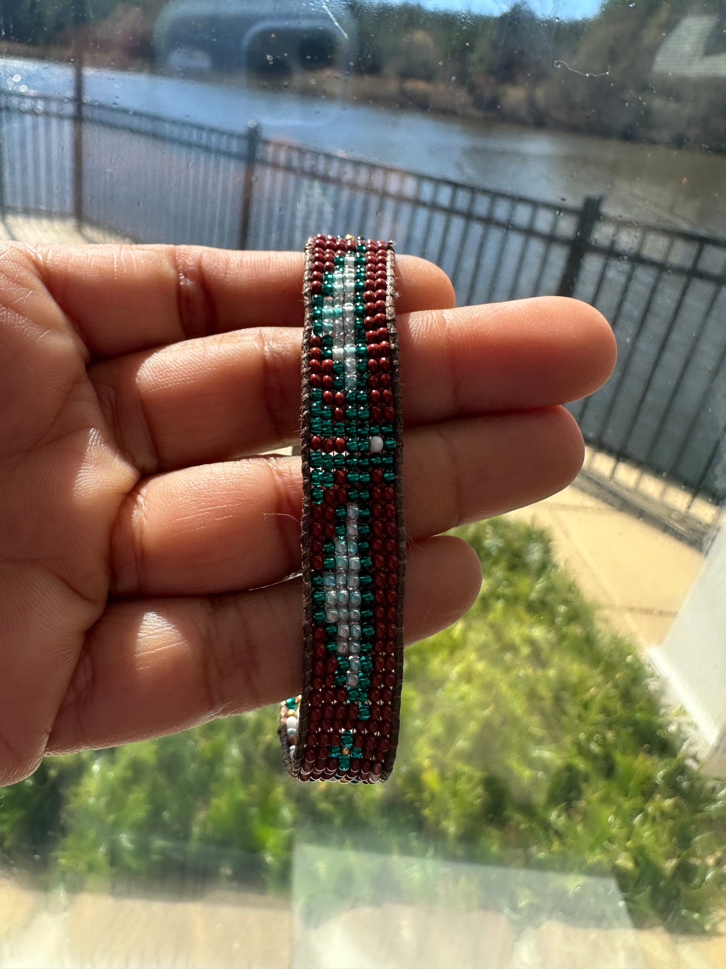 Beaded Woven Teal Eagle  Bracelet
