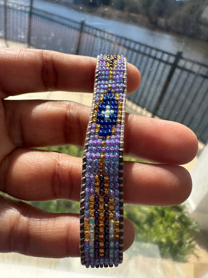 Beaded Woven Purple Bracelet