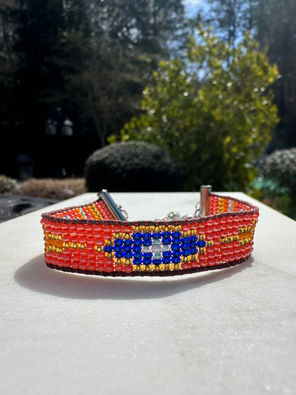 Beaded Woven Orange Bracelet