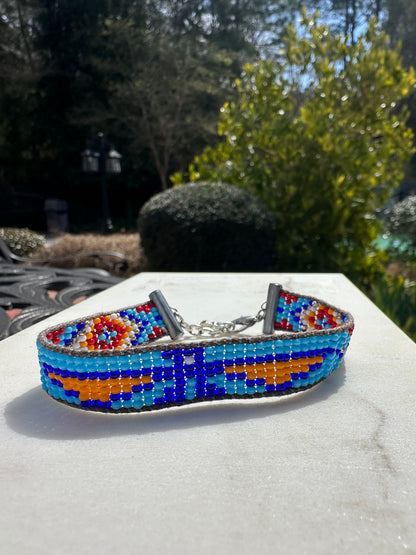 Beaded Woven Blue Eagle Bracelet