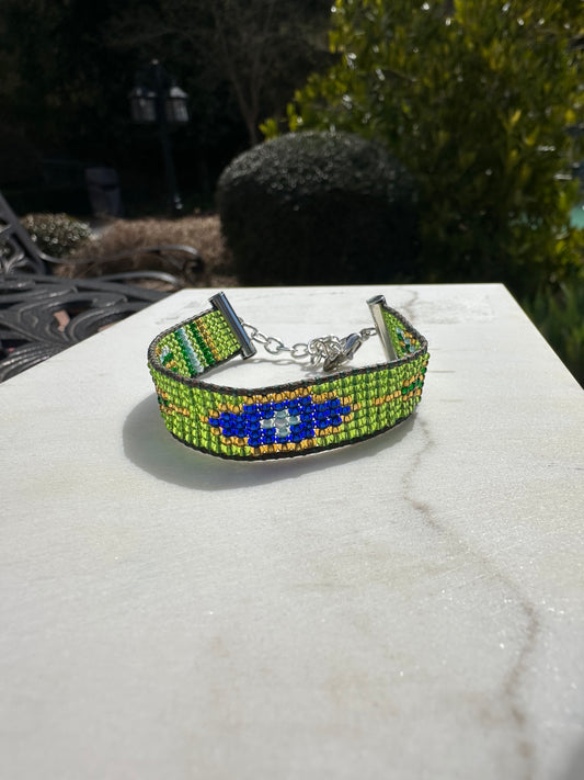 Beaded Woven Light Green Bracelet