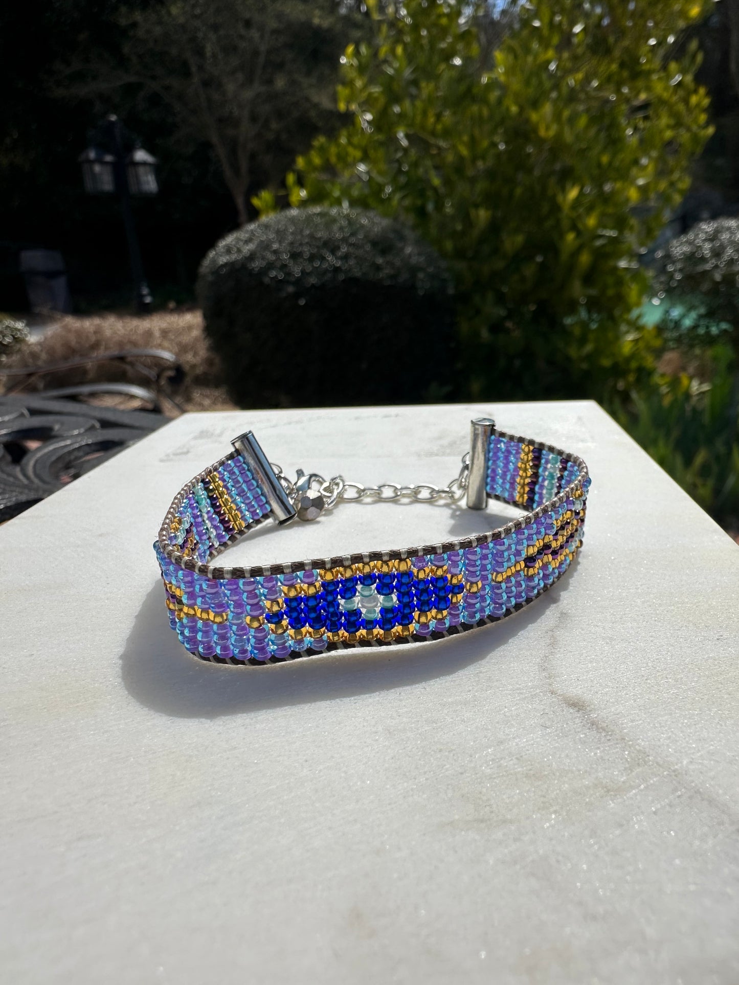 Beaded Woven Purple Bracelet