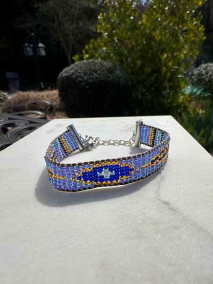 Beaded Woven Purple Bracelet