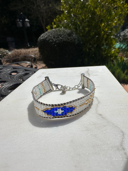 Beaded Woven White Bracelet