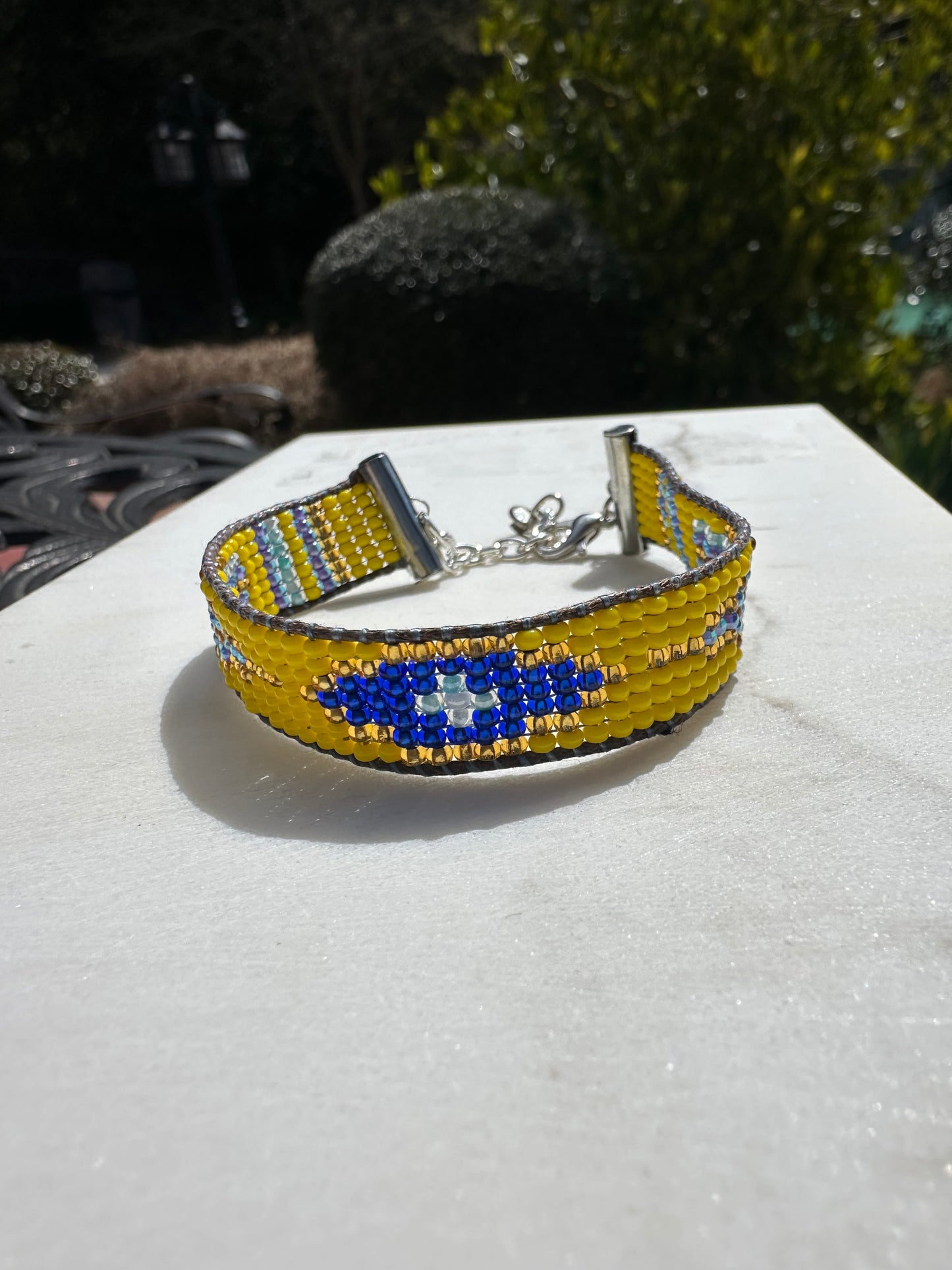 Beaded Woven  Yellow Bracelet