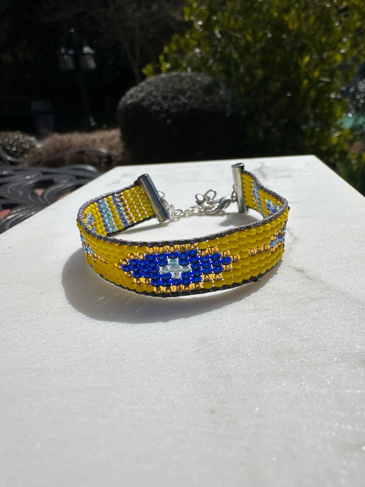 Beaded Woven  Yellow Bracelet