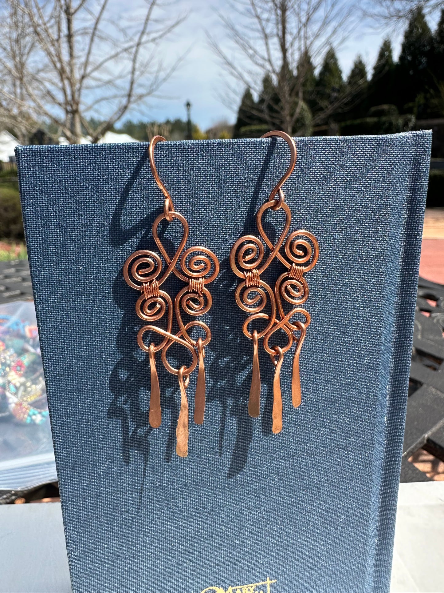 Copper Swirls fringes harmony earrings