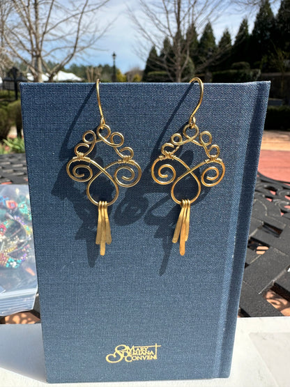 Swirl+ fringes Brass Earring