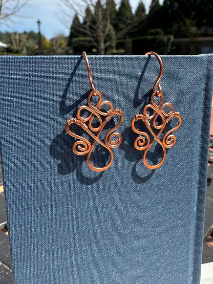 Copper butterfly swirl earrings