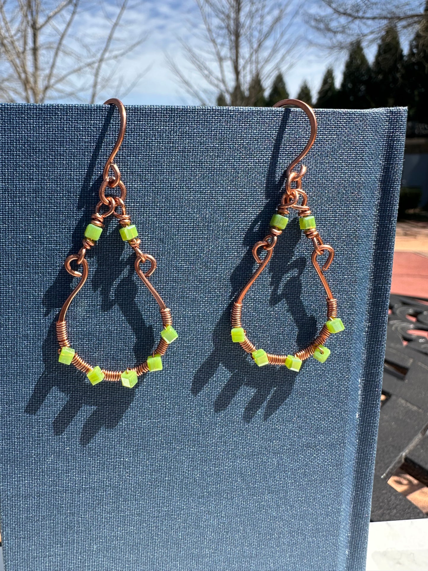 copper half loop earrings