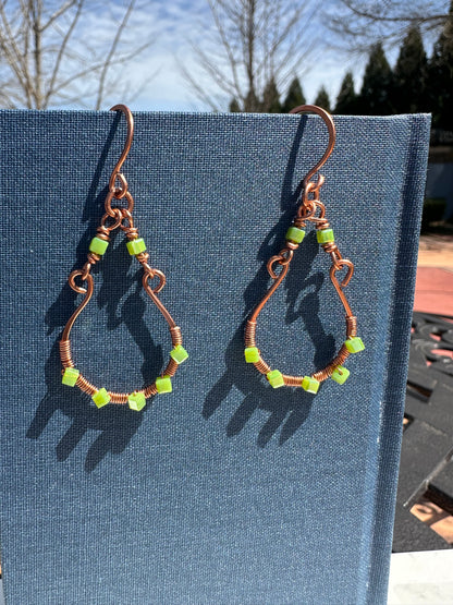 copper half loop earrings
