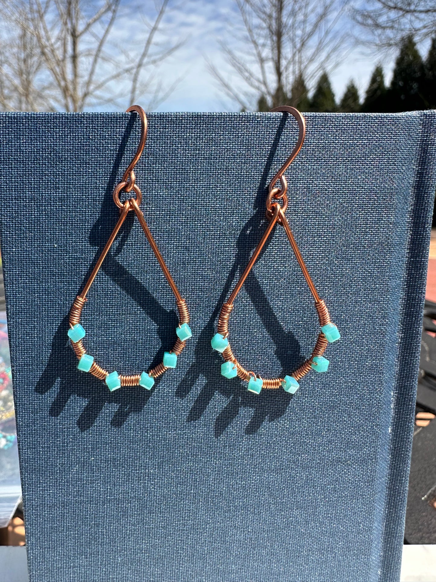 copper teardrop earrings