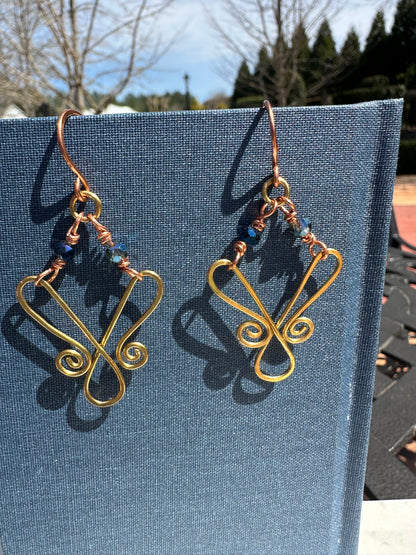 Copper+ Brass Twilight Butterfly earrings
