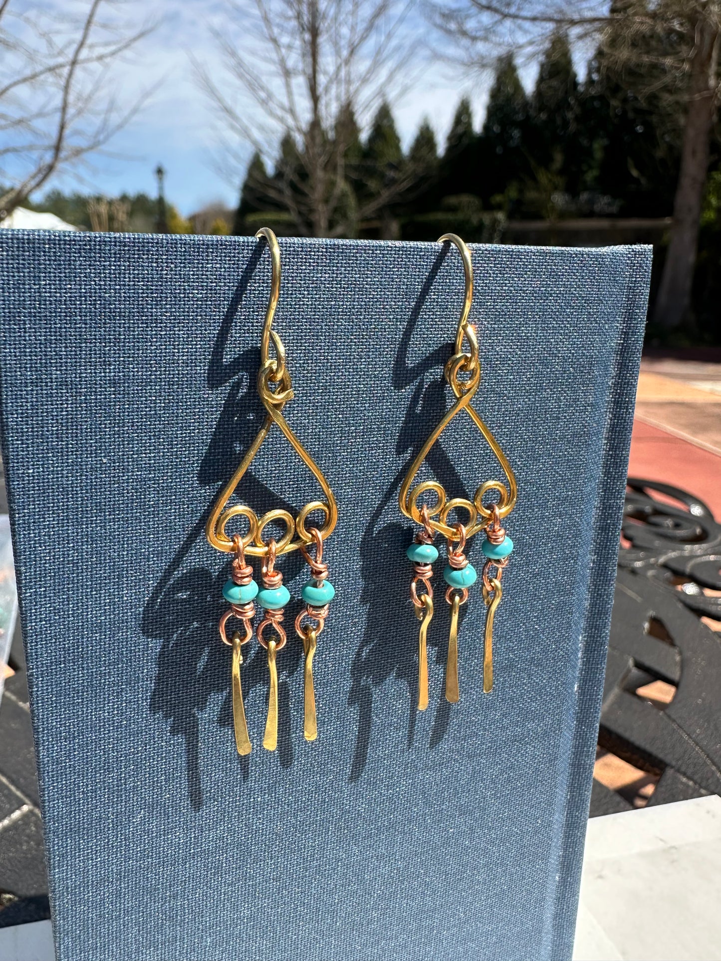 copper+Brass Boho dangles earrings
