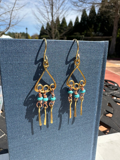 copper+Brass Boho dangles earrings