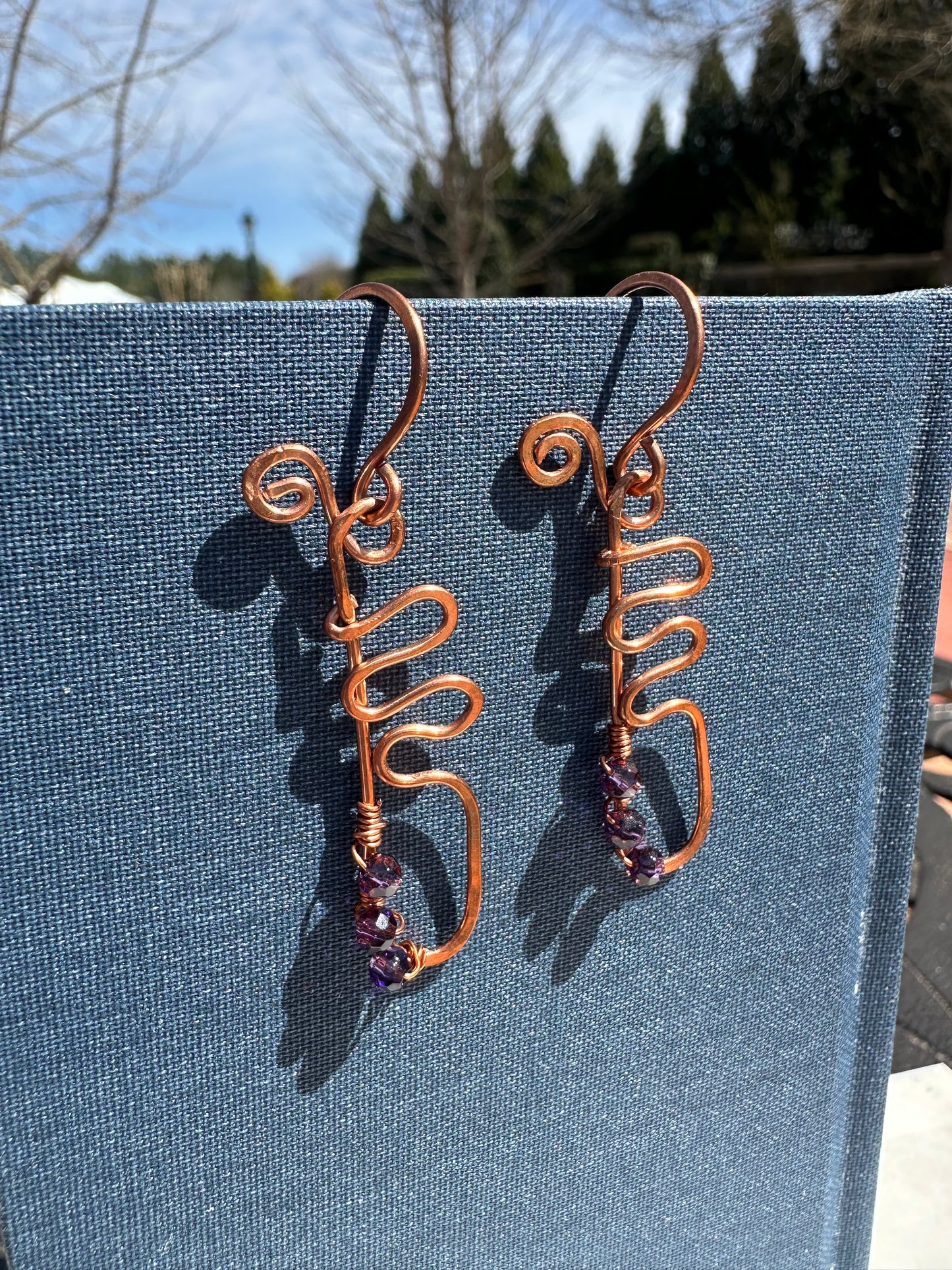 Copper wave earrings