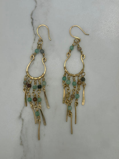 Brass chandelier earrings