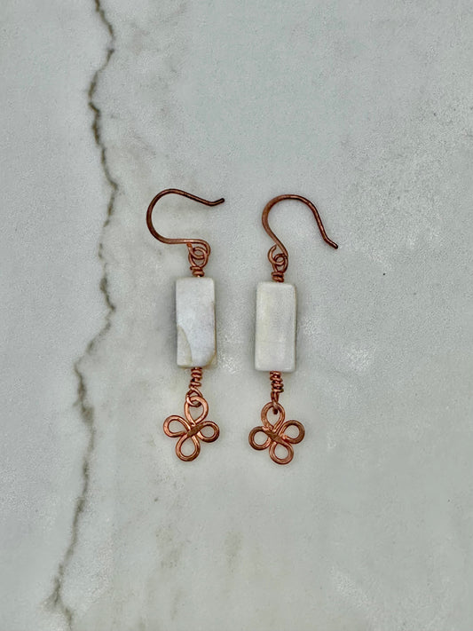 Copper clover shell earrings