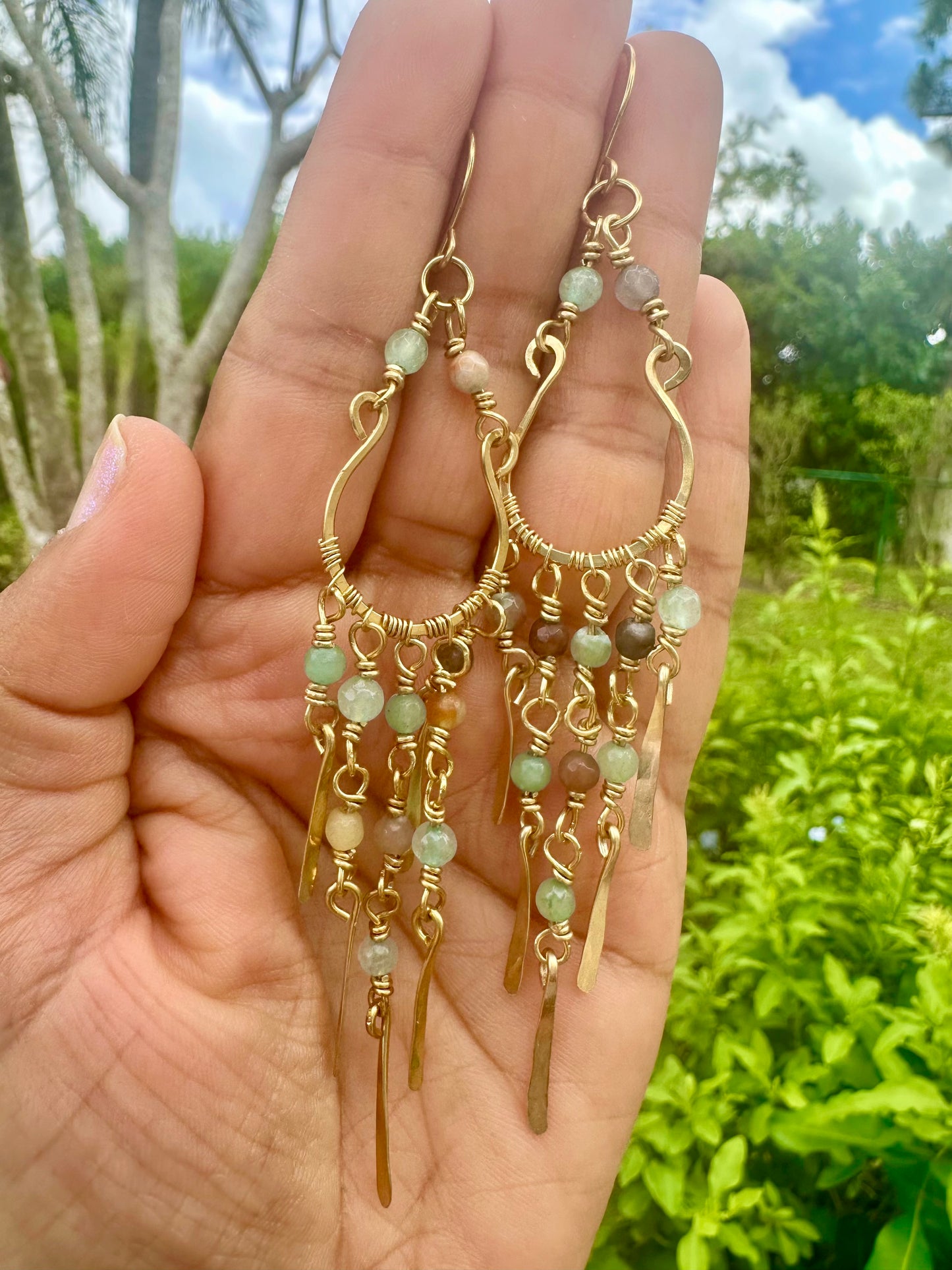 Brass chandelier earrings
