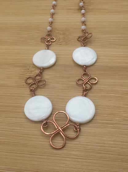 Round Mother of Pearl & Copper Clover